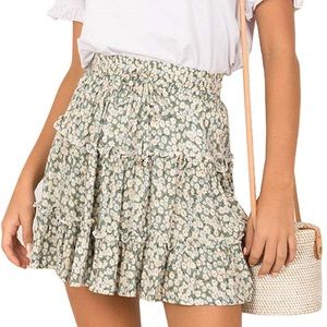 High Waist Floral Mini Skirt